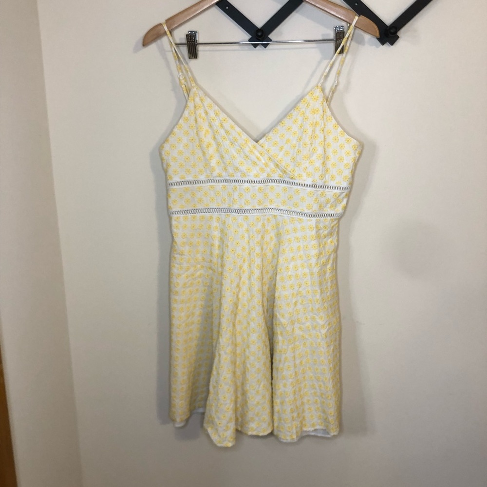 Altard State Yellow and White Eyelet Floral Print Dress